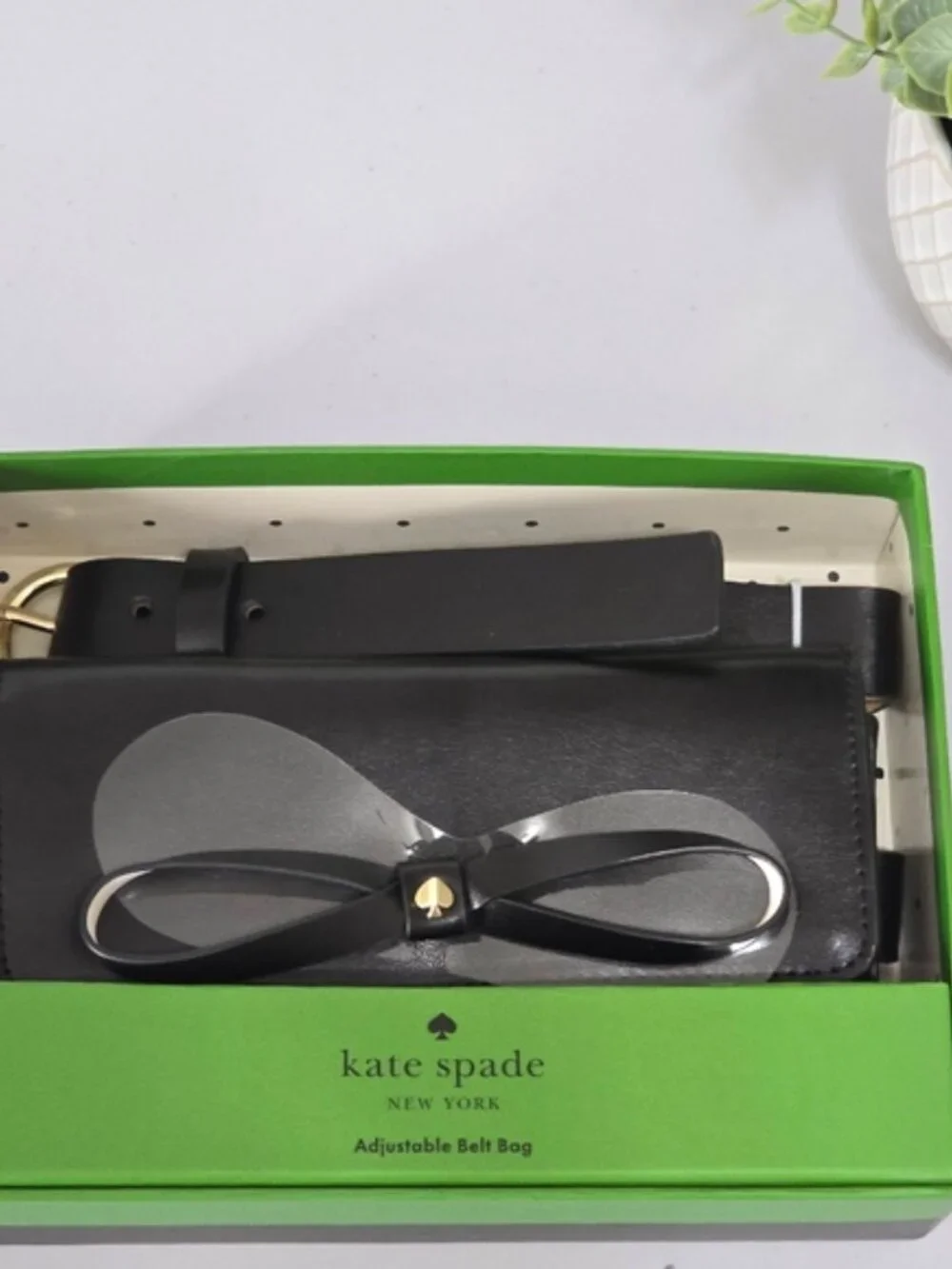 Kate Spade Leather Bow Belt Bag Women L/XL Black Desiger Fanny Pack